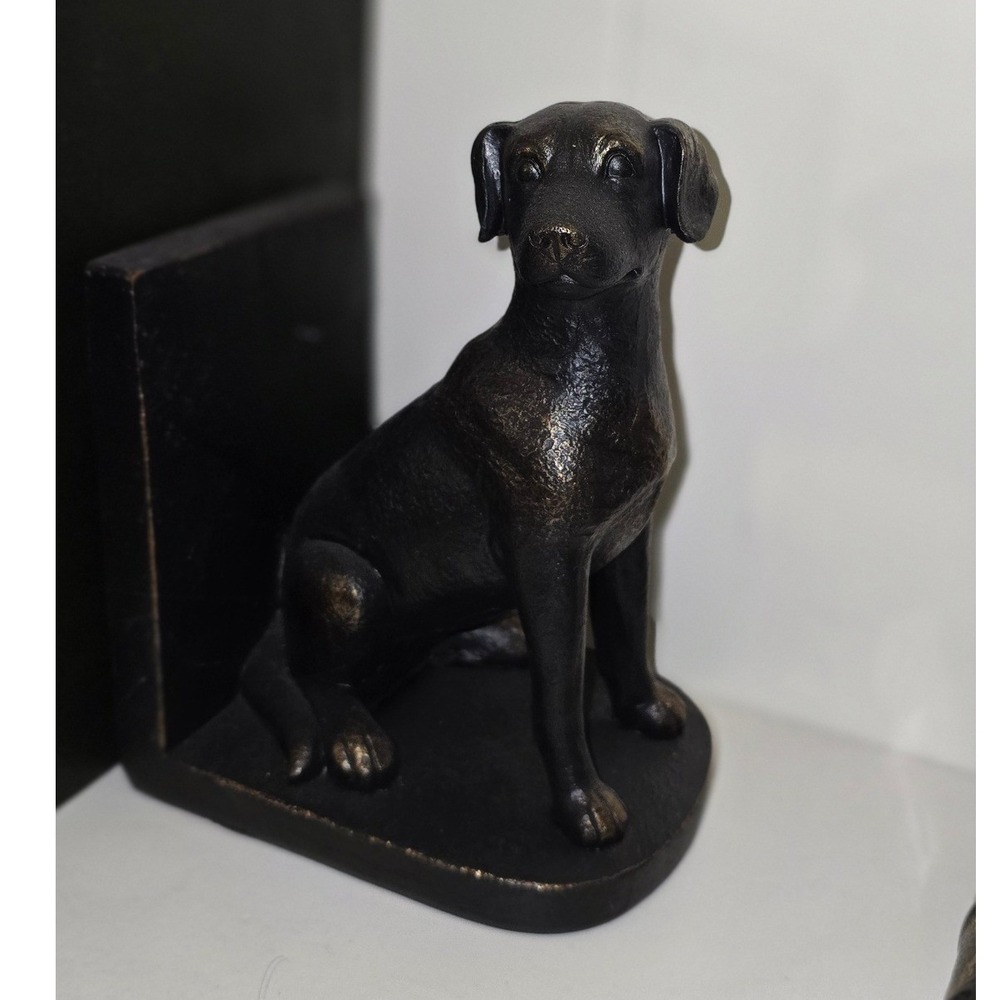 Vintage Style Black Labrador Retriever Dog Bookends Set Dark Bronze Finish 55600